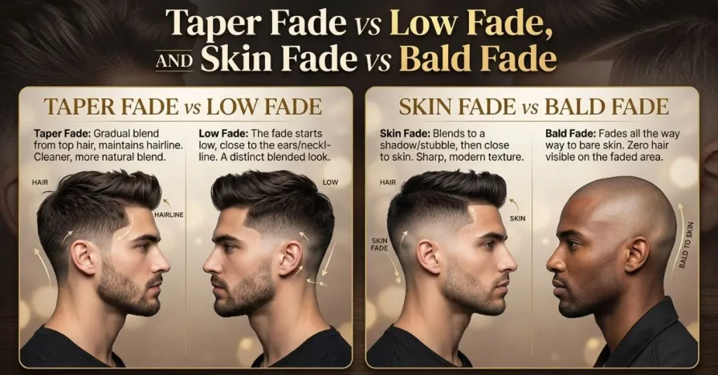 taper-fade-vs-low-fade-and-skin-fade-vs-bald-fade Taper Fade vs Low Fade, and Skin Fade vs Bald Fade